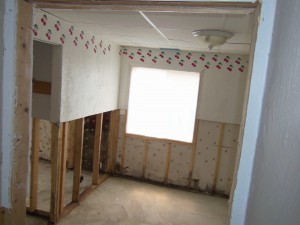 Mold Treatment Gallery image one. Mold Damage Remediation: Extracted drywall before rebuild